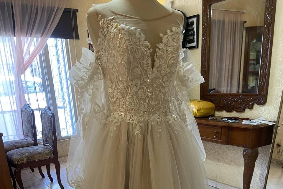 Vestido de novia con manga