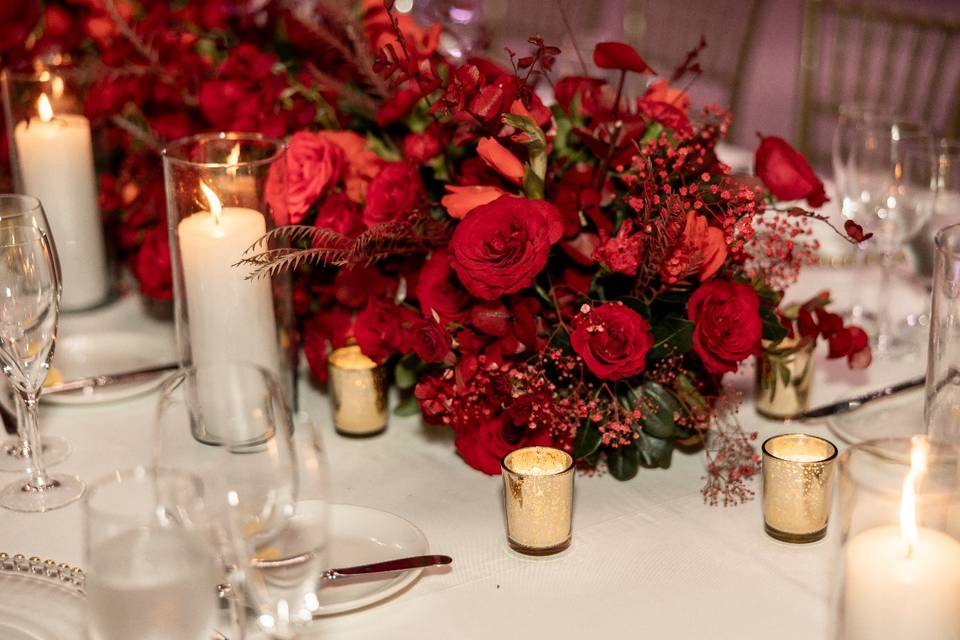 Table set up in Red