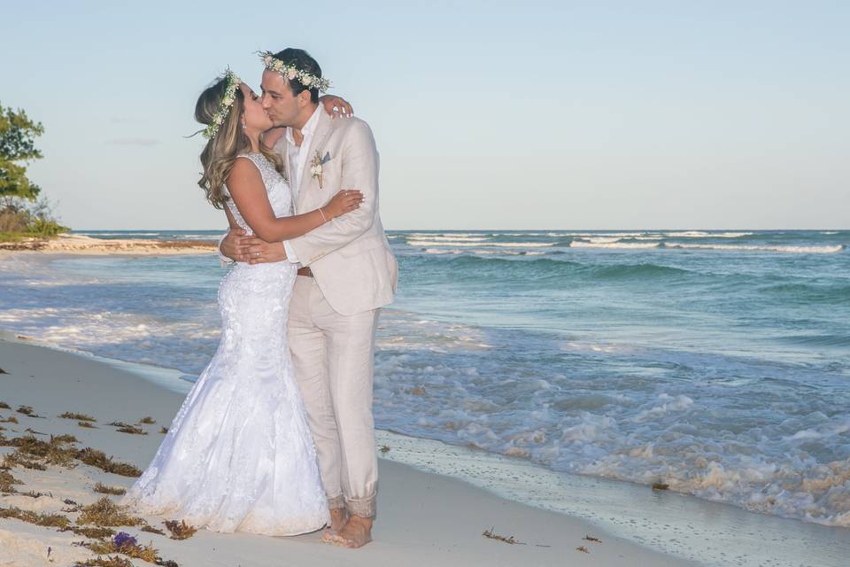 Beso en la playa