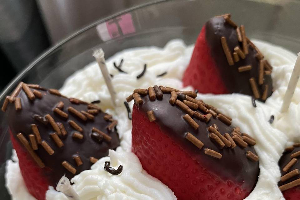 Vela fresas con chocolate