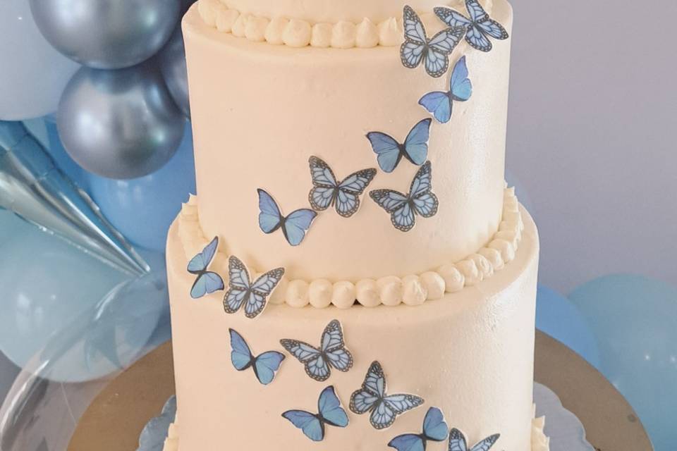 Pastel 15 años mariposas