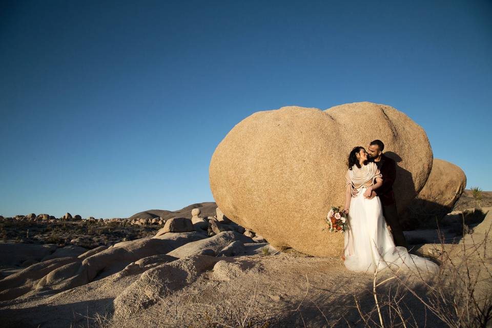 Novios en una sesión en la montaña