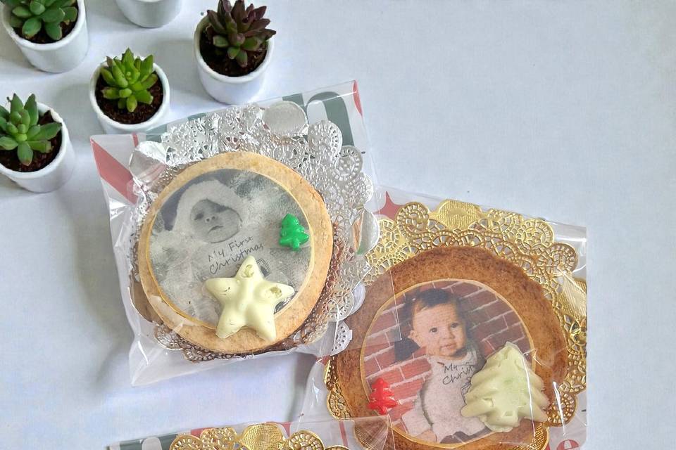Galleta con foto y chocolate.