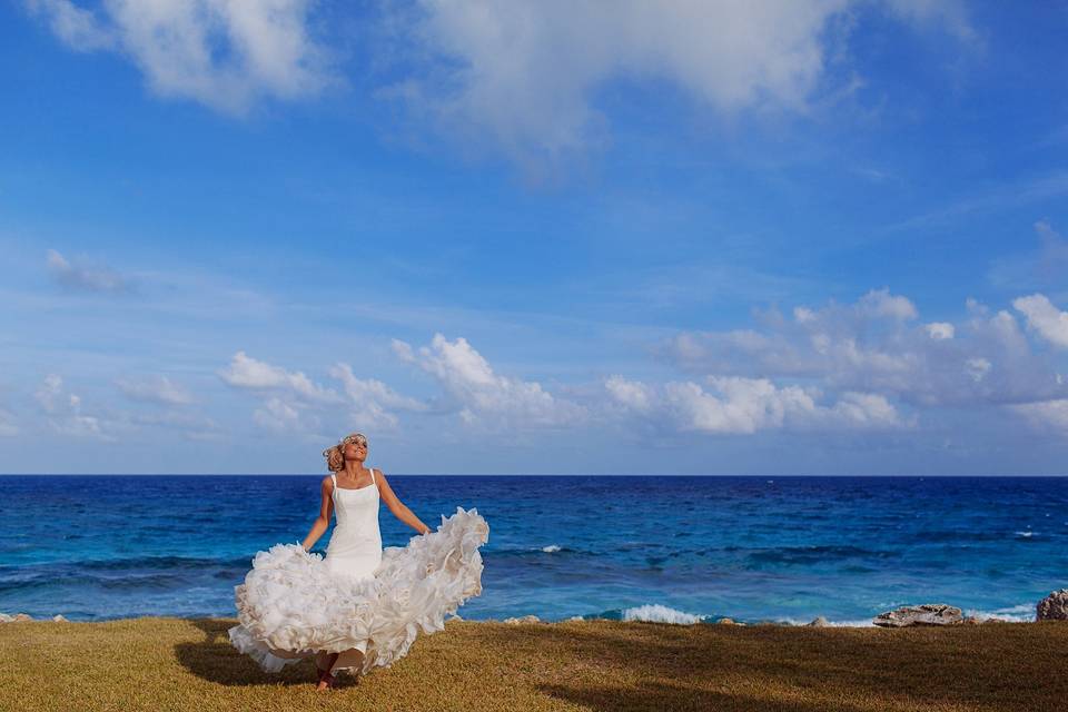 Novia bailando en Cancun