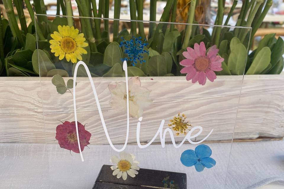 Números de mesa florales