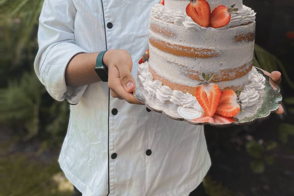 Pastel primaveral estilo naked cake