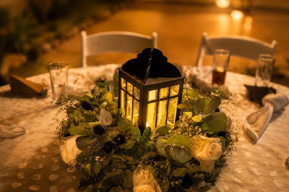 Centro de mesa con farol