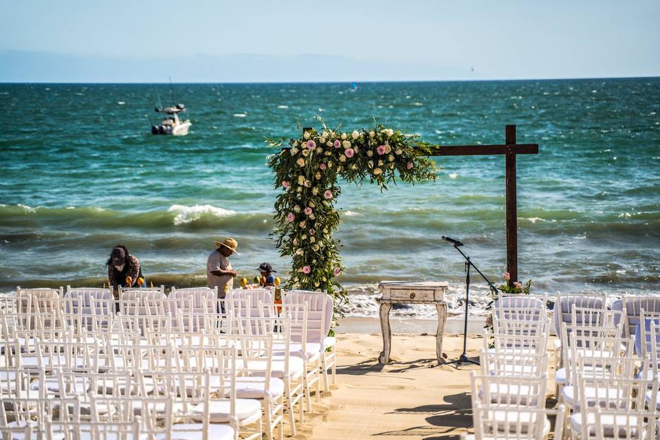 Bella decoración de boda playa