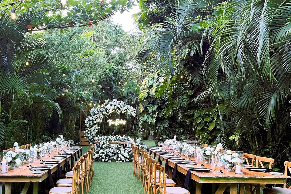 Recepción en jardín