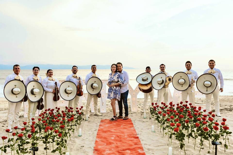 Serenata romántica en la playa