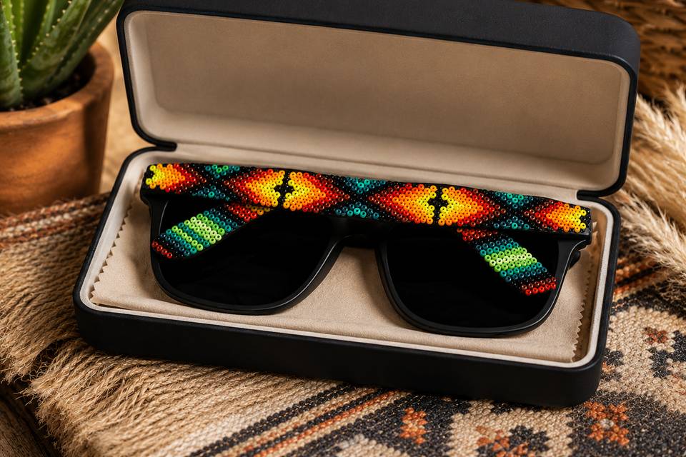 Lentes con arte huichol