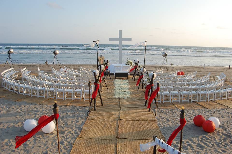 Ceremonia religiosa en playa