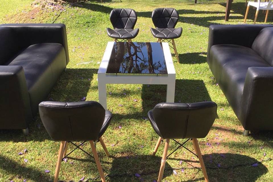 Set lounge con mesa cristal