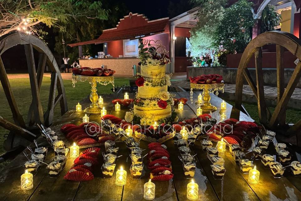 Boda y mesa de postres