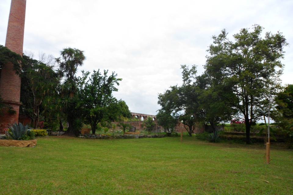 Jardín y chimenea