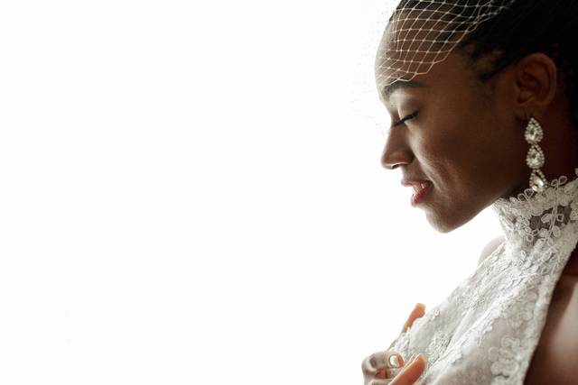 Close-up of a smiling bride