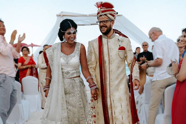 Happy bride and groom
