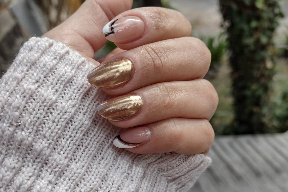 Uñas polygel+efecto glass