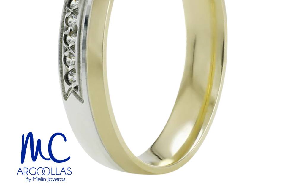 Argolla oro combinado zirconia