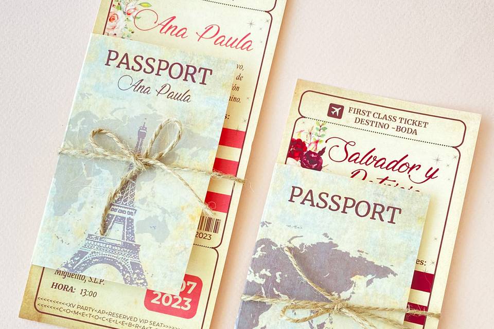 Invitacion passporte vintage