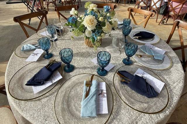 Decoración con yute y azul