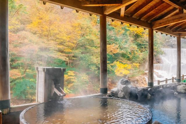 Onsen privado en otoño