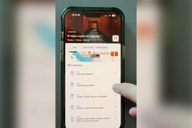 El viaje día a día en la app