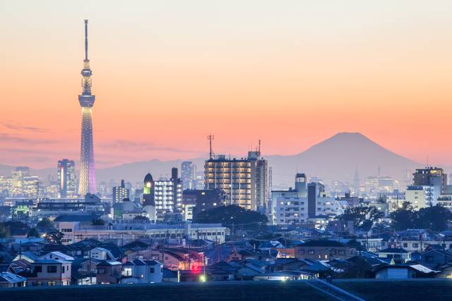 Tokio anocheciendo