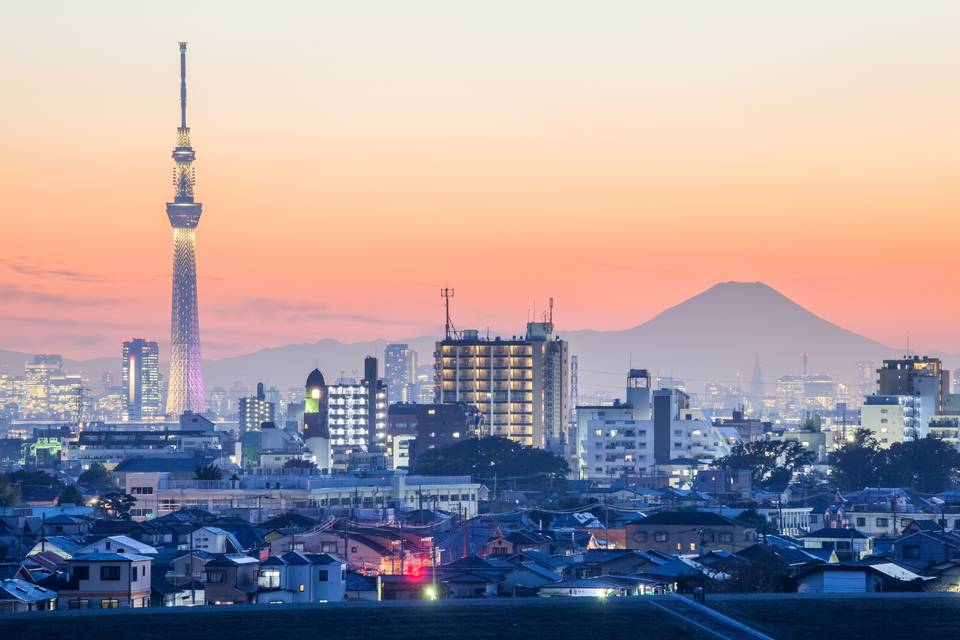 Tokio anocheciendo