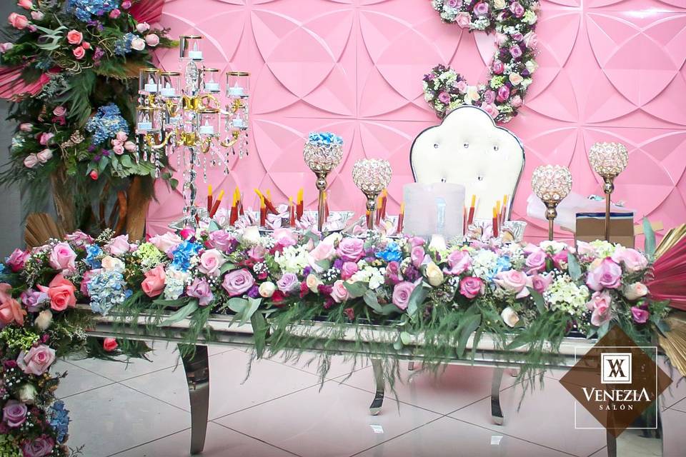 Mesa para quinceañera