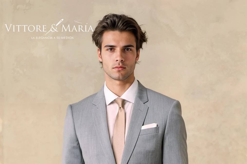 Traje gris perla