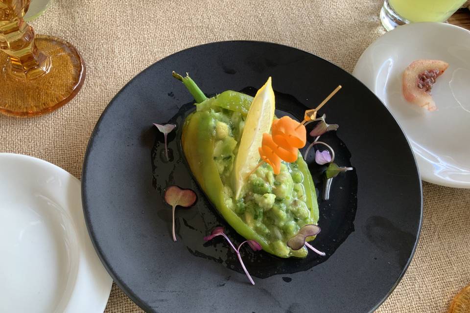 Chile relleno de ceviche