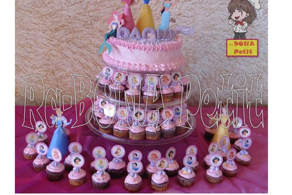 Pastel con cupcakes Princesas