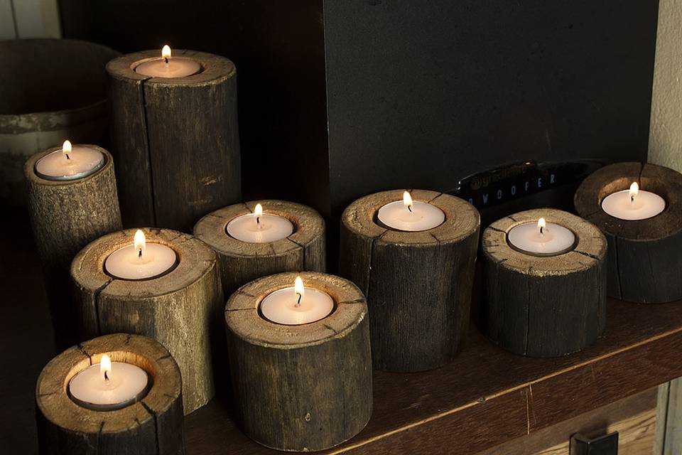 Portavelas de madera