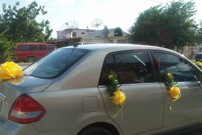 Decoración floral del coche