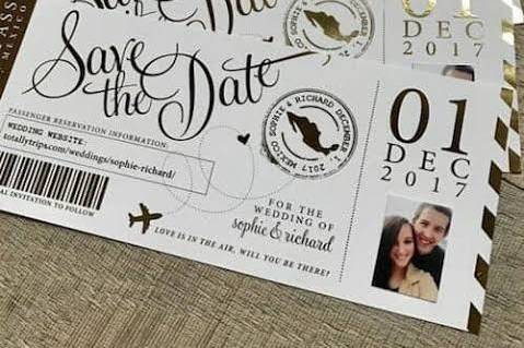 Save the date hot stamping