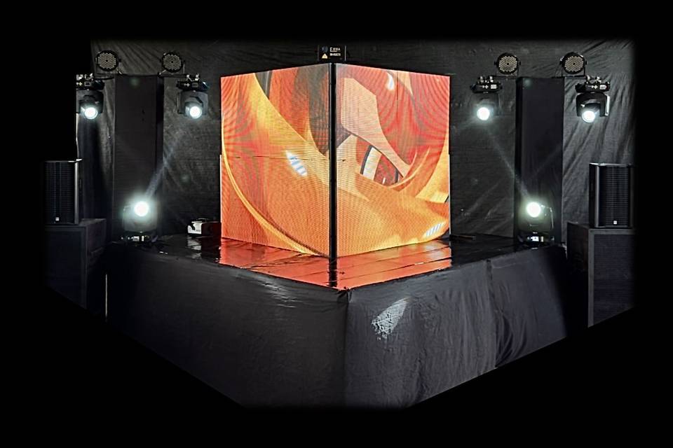 Dj booth forma de cubo