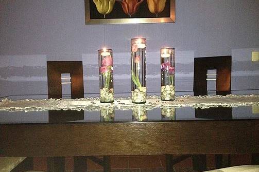 Centros de rosas y velas