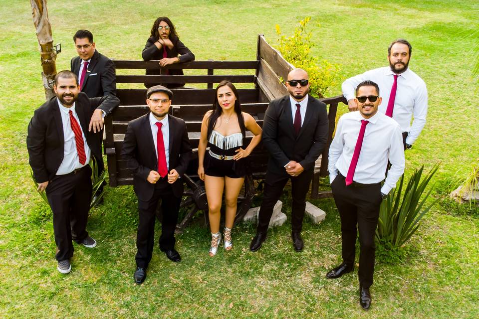 Músicos en el jardín