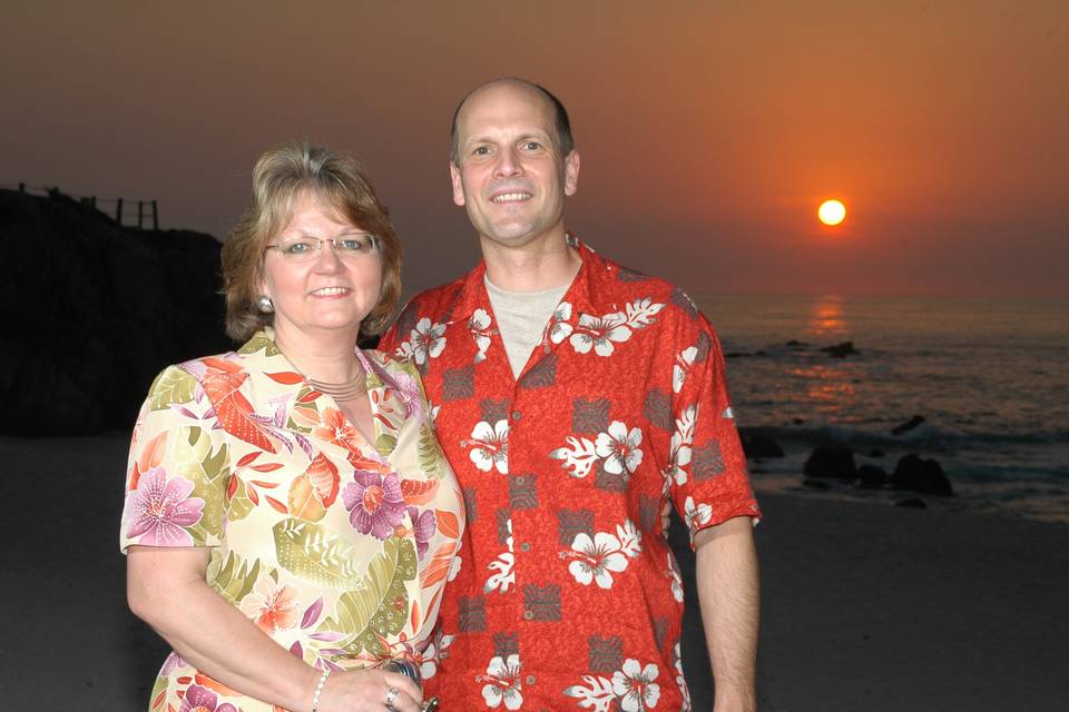 Familias en atardecer