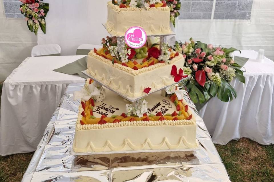 Pastel en pisos cuadrados