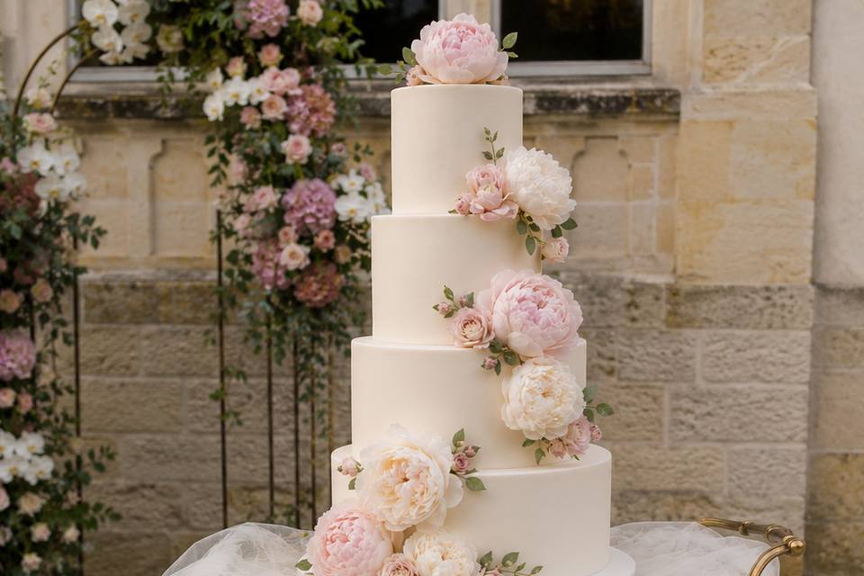 Pastel con flores