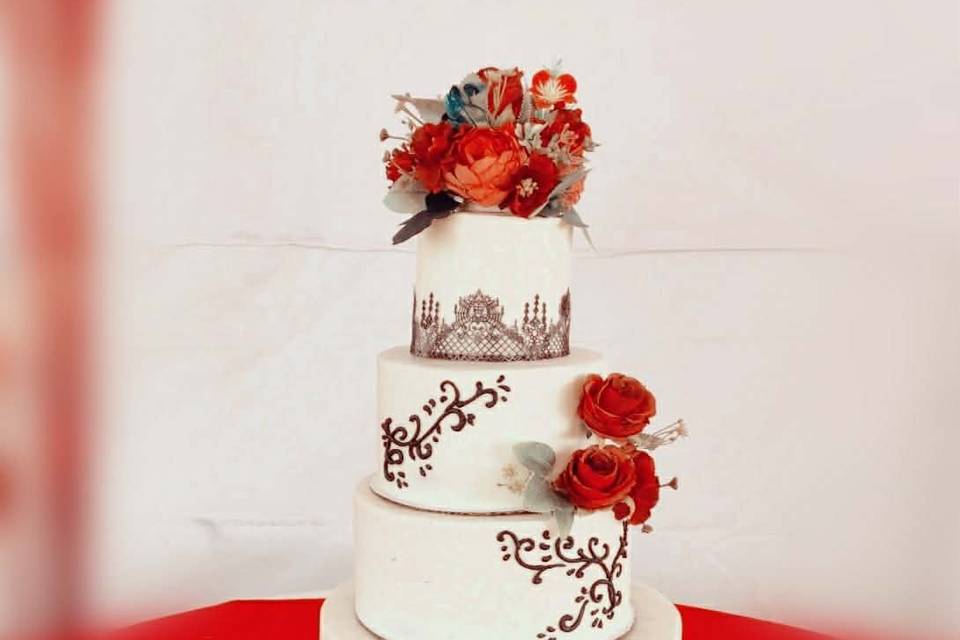 Pastel boda rojo y negro