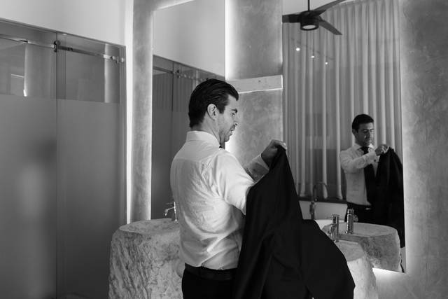 Groom getting ready