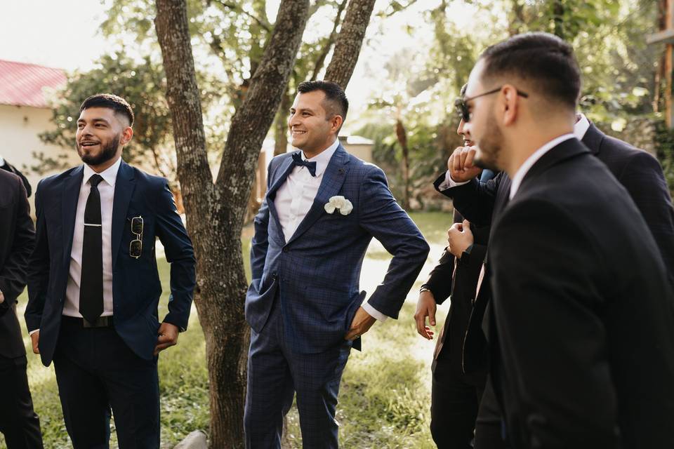 Groom and friends