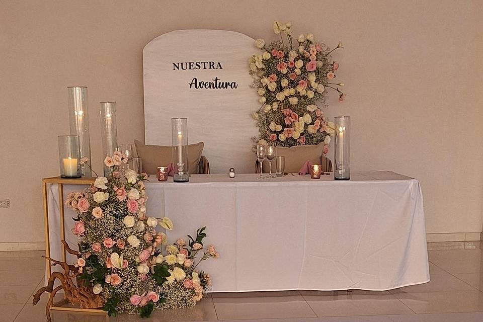 Mampara con velas para boda