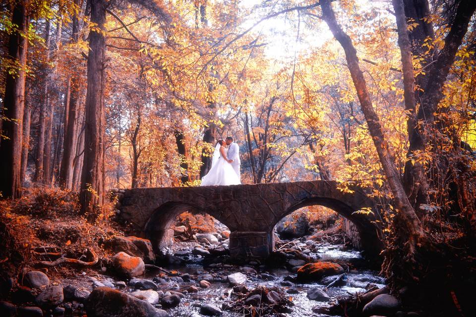 Novios en puente