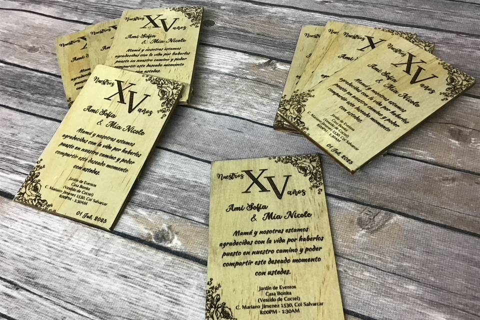 Tarjetas de invitación madera