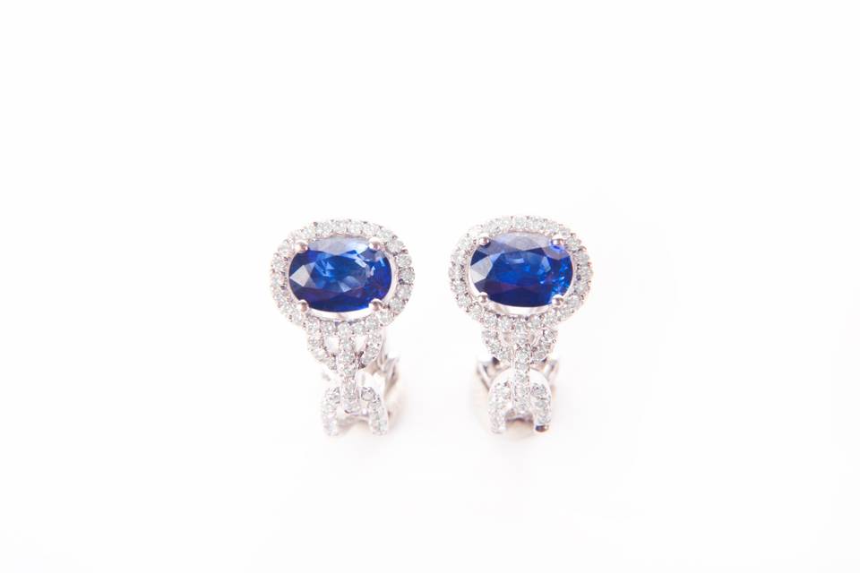 Aretes ro 14k zafiros y brilla