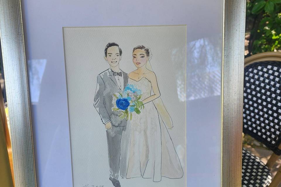 Acuarela detalle de los novios